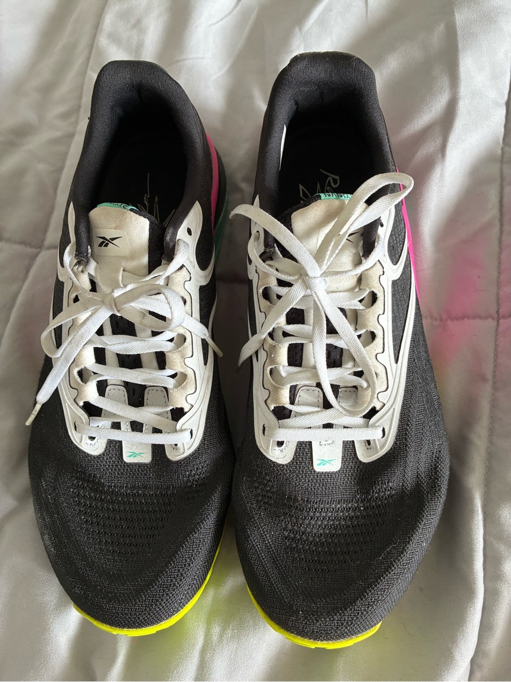 Reebok Women's Nano x2 Black and White cross training Shoes with Yellow Accent